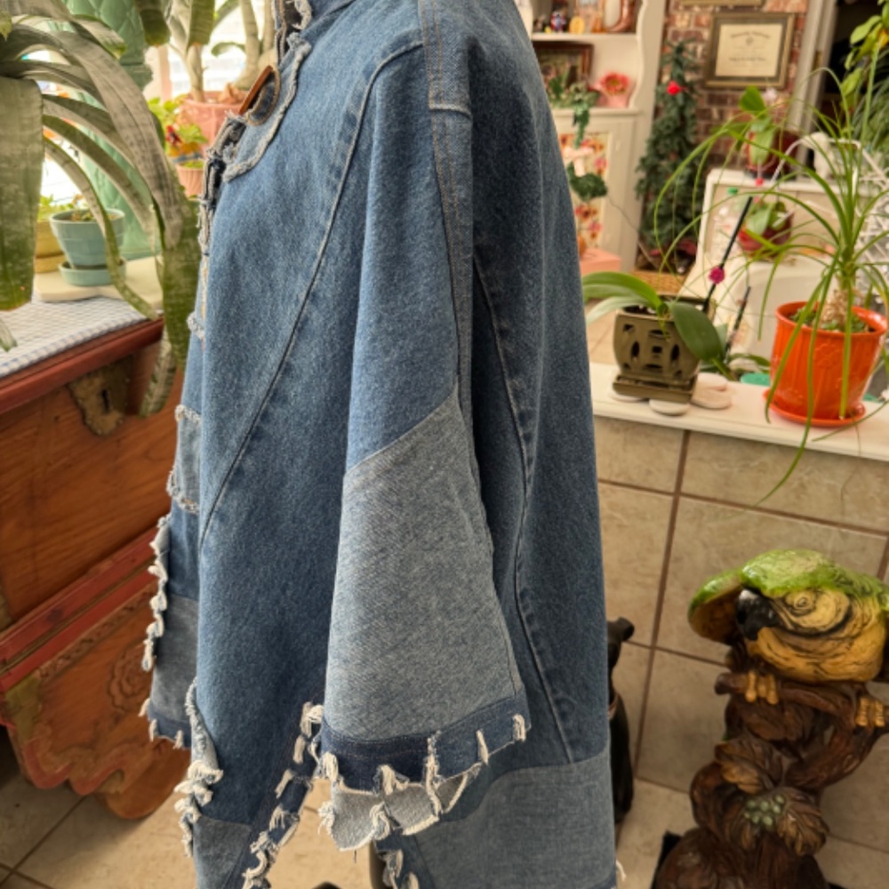 Custom Cotton Denim Jean Long Sleeve Button Down Jacket Sz OS - Picture 11 of 11